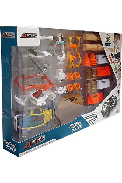 D-Power DIY Modified Scale 1:32 Race Car Building Toy Kit for Kids 35-Pieces, Multicolor
