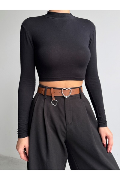 KIRASE Women's Heart Buckle Basic Women's Trouser Belt, Coat Belt, Dress Belt, Shirt Belt Length110 Width3