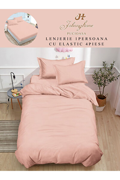 FIONNA.RO Fine Damask Bed Linen with Elastic 1 Person - Pink