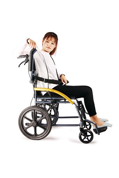 Relax Smart TAYBA STORE Lightweight Transport Wheelchair with Hand Brake, Foldable Adult Transport Chair, 12-Inc