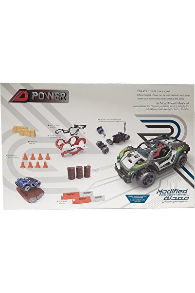 D-Power DIY Modified Scale 1:32 Race Car Building Toy Kit for Kids 35-Pieces, Multicolor