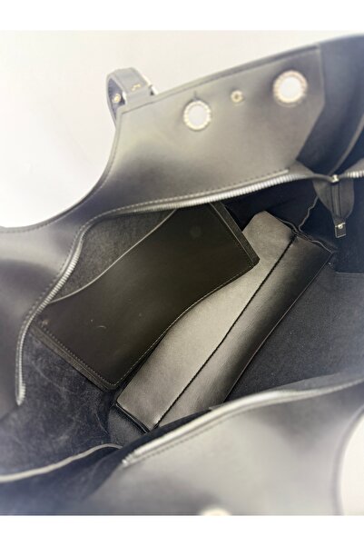 SİNİSA BAG Women's Faux Leather Hand and Shoulder Bag with Ring and Belt Buckle Detail