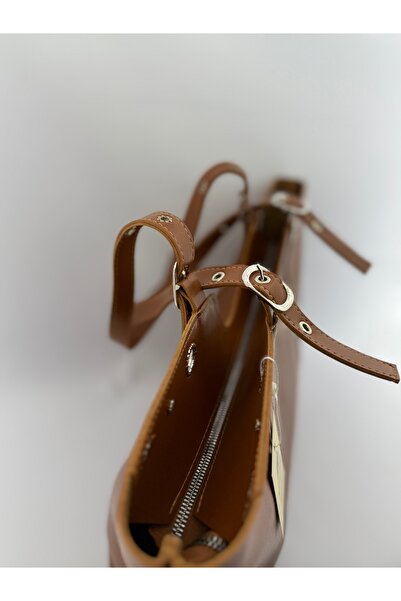 SİNİSA BAG Women's Faux Leather Hand and Shoulder Bag with Ring and Belt Buckle Detail