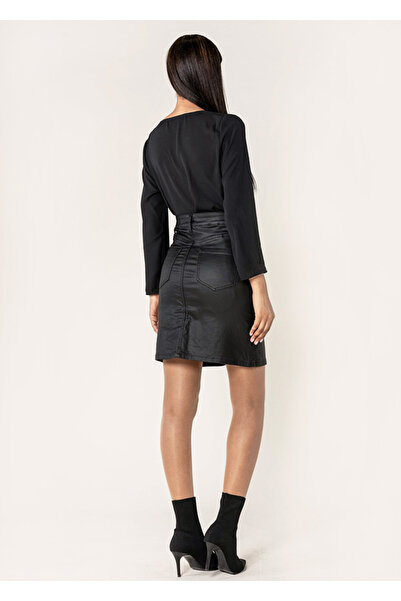 Nina Carter Short -leather skirt Matte black B-LC213 M9