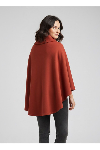 Hoodraze Tile Asymmetrical Cut Flower Detailed Poncho