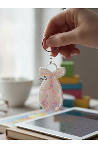ecolia store Glitter Ballet Shoe Keychain & Bag Charm – Pink Puss Design