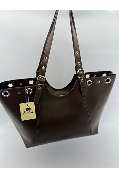 SİNİSA BAG Women's Faux Leather Hand and Shoulder Bag with Ring and Belt Buckle Detail