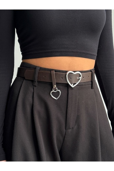 KIRASE Women's Heart Buckle Basic Women's Trouser Belt, Coat Belt, Dress Belt, Shirt Belt Length110 Width3