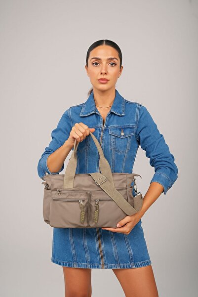 Tandi Bags Dompe Multi-Compartment Hand and Shoulder Bag Mink