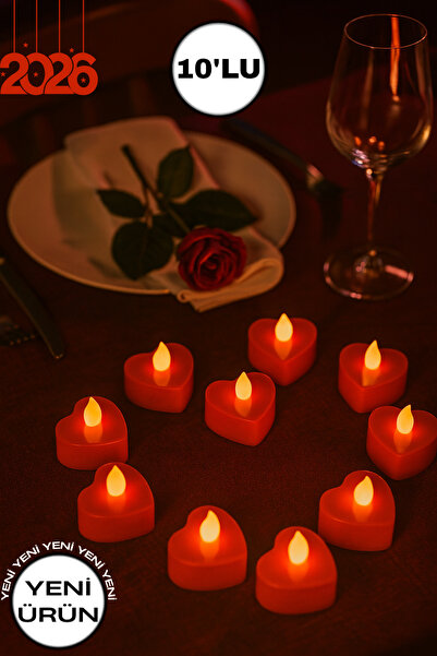 Soft Kare “Kırmızı Kalp Şeklinde Pilli LED Mum – Romantik Yılbaşı ve Dekorati...