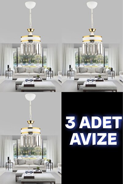 GYK LİGHT ERVA 3 ADET KRİSTAL TAŞLI TEKLİ AYDINLATMA AVİZE