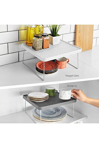 coverest Kitchen Organizer Shelf, Countertop Organizer, Spice Rack and Plate Rack, Cabinet Interior Use (Large)