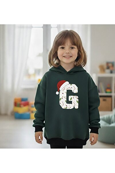 ÇAĞLA KURT G Letter Girls' Hooded New Year's Themed Sweatshirt