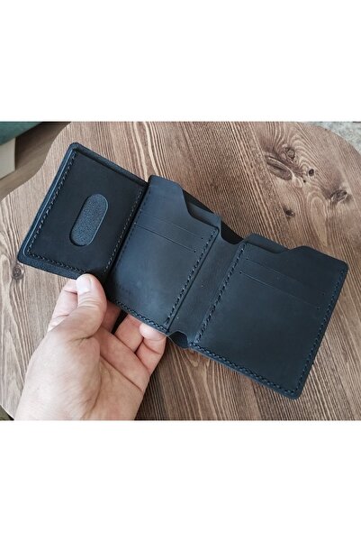 08dericraft محفظة مصنوعة يدويًا من الجلد الأصلي تحتوي على 9 أقسام (11*9 سم)