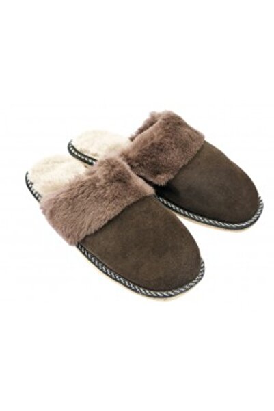 PFA CIOCARLAN ELENA B012 - Papuci bărbătești din blană și piele naturală, măr...