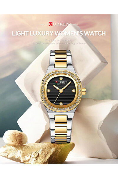 Curren -9101 Original Brand Stainless Steel Band Wrist Watch For Women With Free Box