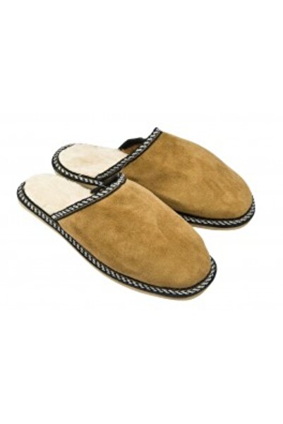 PFA CIOCARLAN ELENA B006 - Papuci bărbătești din blană și piele naturală, măr...