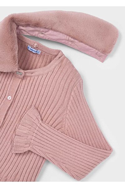 MAYORAL Girl's Fur Collar Knitted Cardigan
