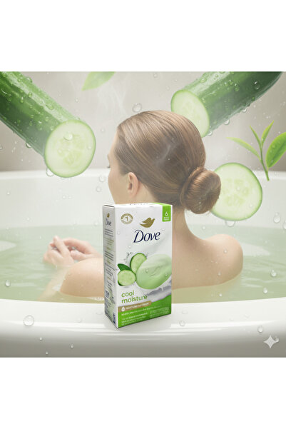 Dove Moisture Cool Cucumber & Green Tea Soap - 6 pcs × 106 g