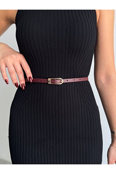 KIRASE Thin Stylish Gold Buckle Trouser Belt, Coat Belt, Dress Belt, Shirt Belt Length 111 Width 1 cm