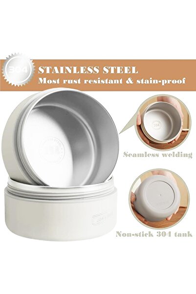 Alim Launch Box - Microwavable Thermal Lunch Box Set (3 Rectangular Stainless Steel Containers, Leak