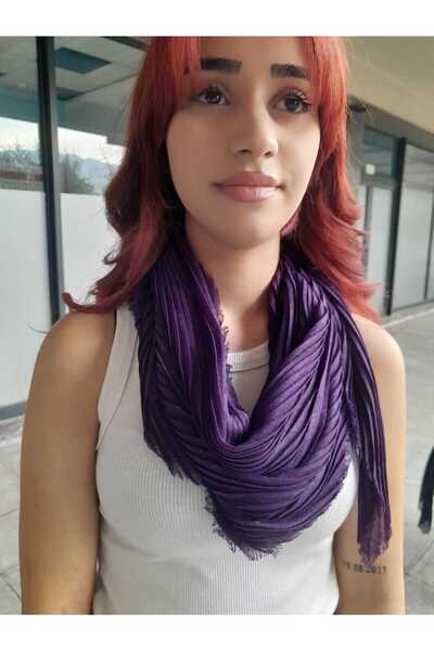 BurcHair Combination Complementary Pleated Permanent Single Color Shawl 90X90