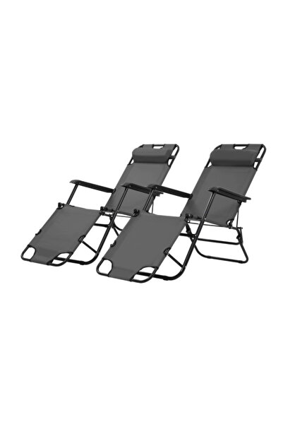 KlaussTech Set of 2 Sun Loungers, Dimensions 175 X 61 X 87 Cm, Footrest, Modern Design, Polyester Fabric