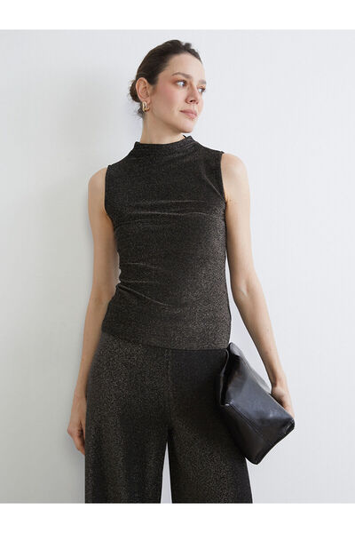 LC Waikiki New Season Mock Neck Shiny Looking Blouse