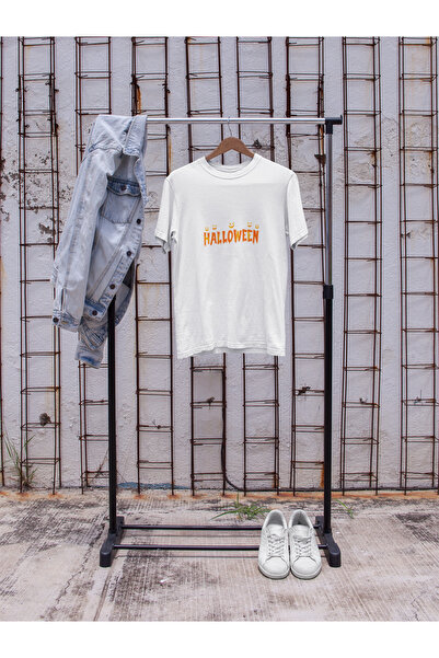 MG تيشيرت قطني مطبوع عليه هالوين برقبة دائرية وأكمام ISA للجنسين من OV قصة فض...