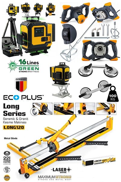 stilmax EcoPlus4 Seramik Usta Seti : Boya ve Harç Karıştırıcı Mikser-2'li Vantuz-120mm Fayans Kesme-Lazer