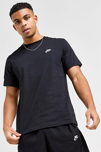 Nike Αθλητικά ρούχα Clup Βαμβακερό Μαύρο Ανδρικό T-Shirt