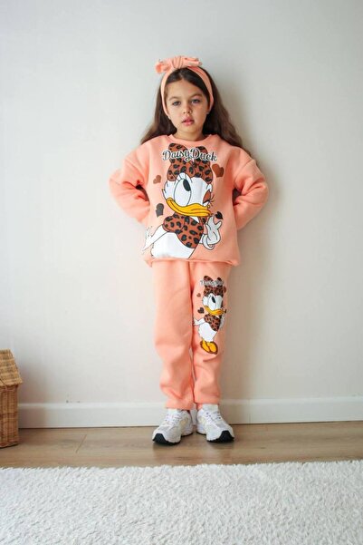 ARBİ kids Female Child Daisy Duck Three Yarn Fleece-Lined Cloth Dual Set