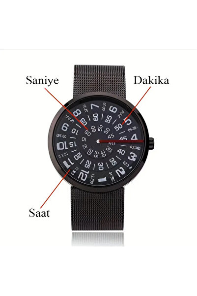 SERARES Modern Rotating Disc Design, Black Wick Cord Men's Watch