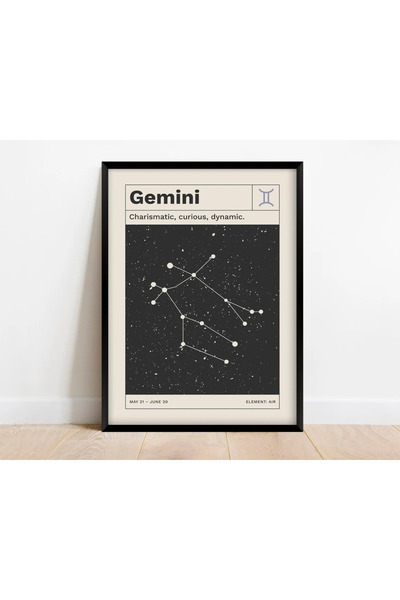 Esci Design Framed Gemini Zodiac Chart - Zodiac Chart - Astrology Chart - Star Map Chart - Living Room Chart