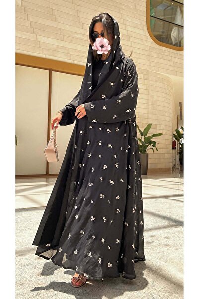 AYA عباية كتان هندية مطرزة بالكامل من الكتان الهندي