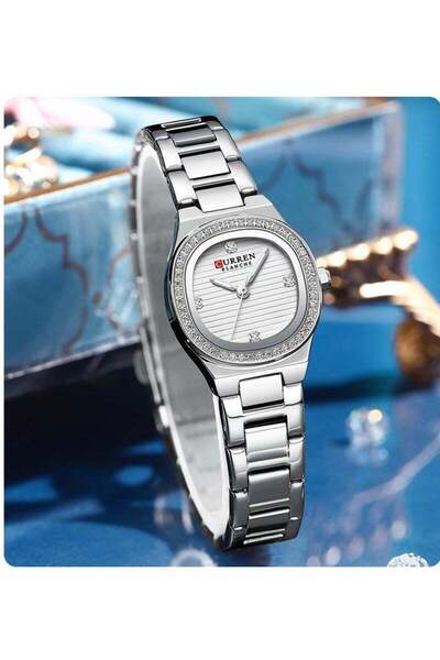Curren -9101 Original Brand Stainless Steel Band Wrist Watch For Women With Free Box