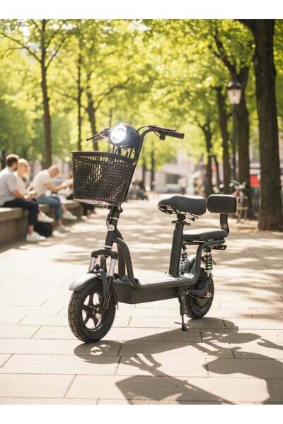 Fun Moment سكوتر كهربائي 48 فولت مع سلة أمامية ومقعدين