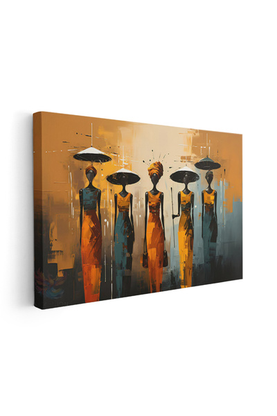 Artarilion Yatay Kanvas Tablo Afrikali Kadinlar Modern Duvar Tablosu Kanvas S...