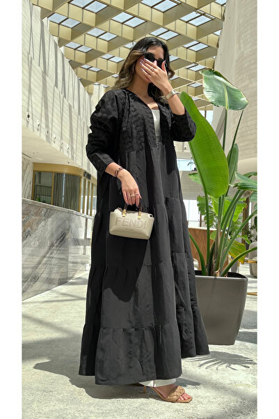 AYA عباية من الحرير المغسول مع كشكشة