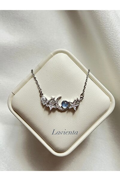 Lavienta قلادة من الفولاذ المقاوم للصدأ بتصميم القمر والنجمة باللونين الذهبي ...