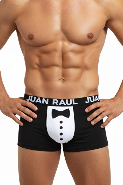 DeepSEA Men's Black 2-Piece Tuxedo Printed Boxer Set – Tie & Bow Tie Detailed Boxer 2603111