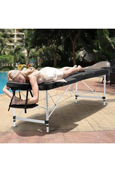 Relax Smart RelaxSmart Portable 3-Zone Foldable Massage Table, Adjustable Height & Headrest, 60cm, Black