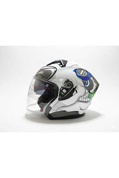 L55 Yarı Açık Motosiklet Kaskı – Agresif Tasarım, Havalandırmalı, Vizörlü (ECE BELGELİ)