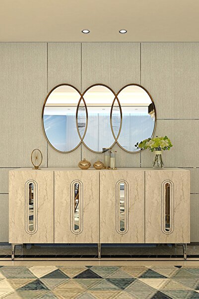 CENEYRA KA1520BTS RANY150 KONSOL, KAHVE KÖŞESİ, TV SEHPASI BEYAZ-TRAVERTEN KA...