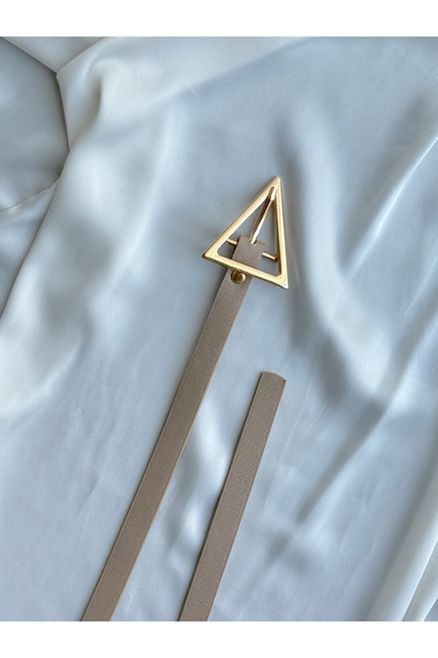 KIRASE Women's Gold Triangle Model Useful Trouser Belt, Coat Belt, Dress Belt Size 120 Cm- Width 1.5 cm