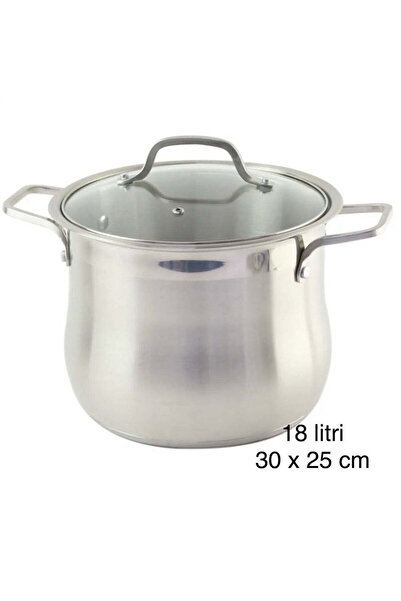 Swann Stainless steel pot, triple-layer base, glass lid, Swan-Belly, capacity 18 liters, 30 x 25 cm