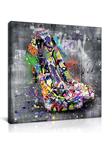 Today Idea لوحة جدارية عصرية - لوحة جرافيتي لبانكسي، جاهزة للتعليق، مقاس 14×14