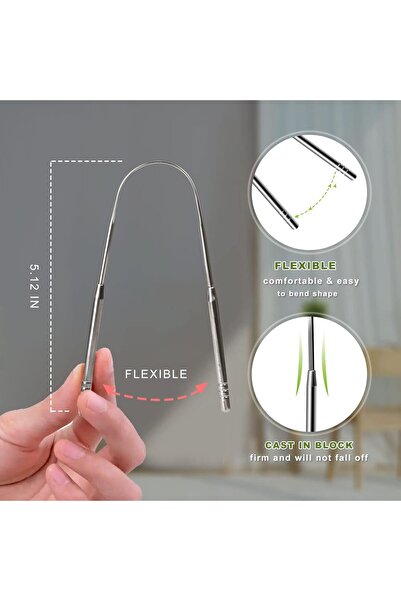 Italo 2 Pack Tongue Scraper, 100% Surgical 304 Stainless Steel Tongue Cleaner for Adults and Kids