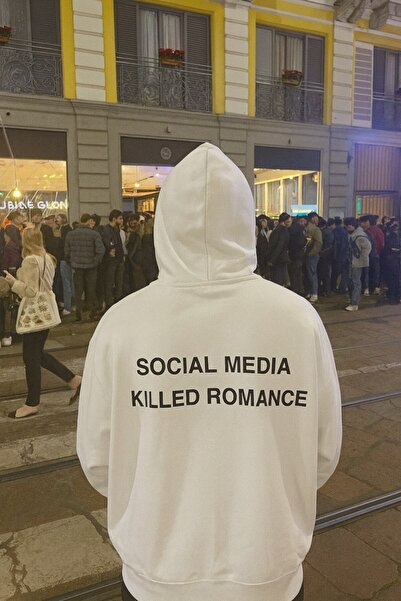 SVART WEAR Social Media Killed Romance Printed Printed Hoodie Hooded Sweatshirt Cotton Trendy Fancy