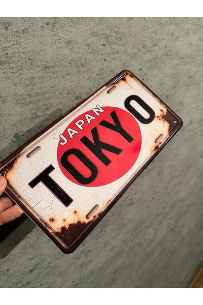 TEMİZİŞPLAKA Japon Plaka, Tokyo Kare Plaka, 2D Baskı Retro plaka, 15x30 cm Me...